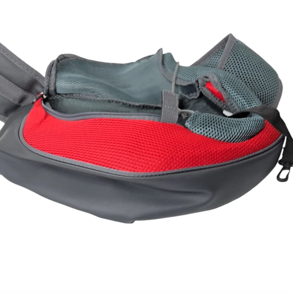 ``P25577 NNT Red and Gray Pet Carrier Shoulder Dog Sling Bag